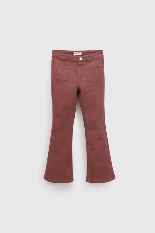 Pantalón Gabardina Flare Rojo de Algodón para Niña
