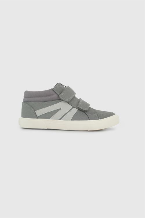 Zapatilla Lifestyle Gris de Niño con Velcro y Suela de Goma