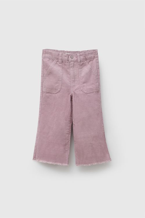 Pantalón de Niña Morado de Cotele 100% Algodón con Cintura Ajustable
