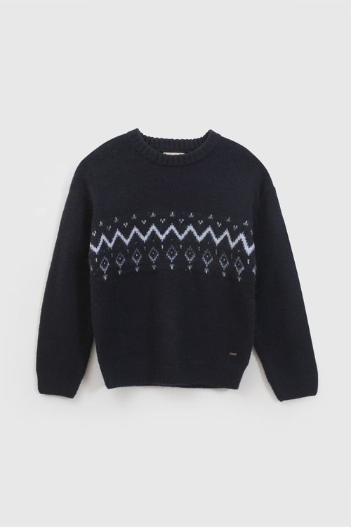 Sweater Niño Celeste de Acrílico con Rayas