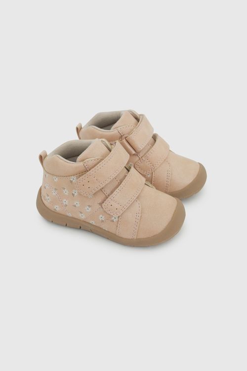 Botín Rosado Primeros Pasos Niña con Velcro Flexible 55010