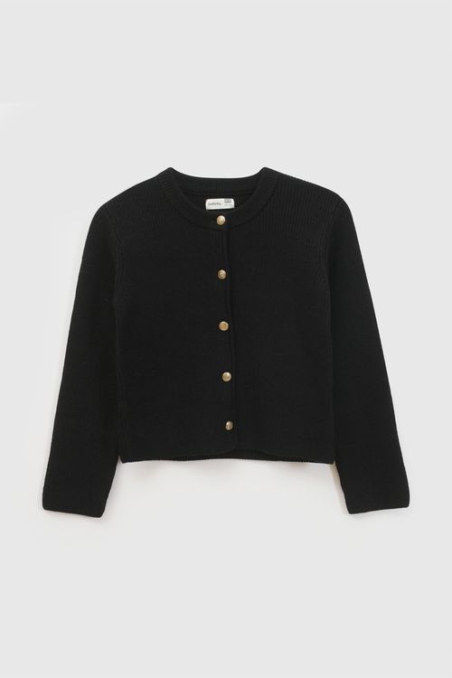 Chompa de Niña Negro con Botones Vintage 52415