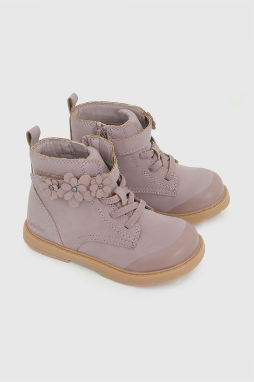 Botín de Niña Morado con Velcro y Cordón Elástico 53624