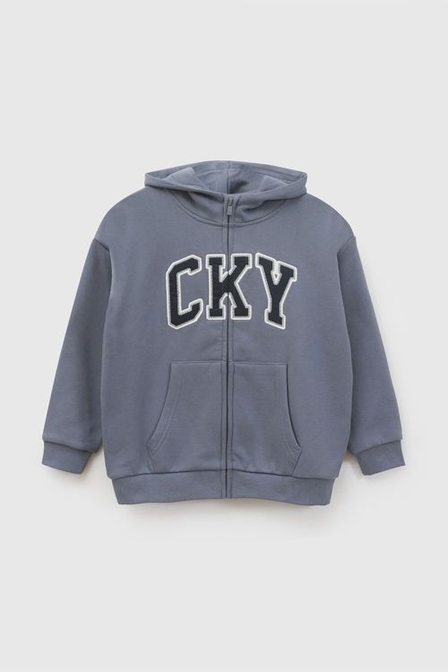 Polera de Niño Celeste con Cierre Frontal y Gorro 53063