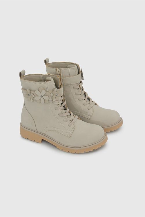 Botín Beige Niña con Velcro y Plantilla Removible Antibacterial 52799