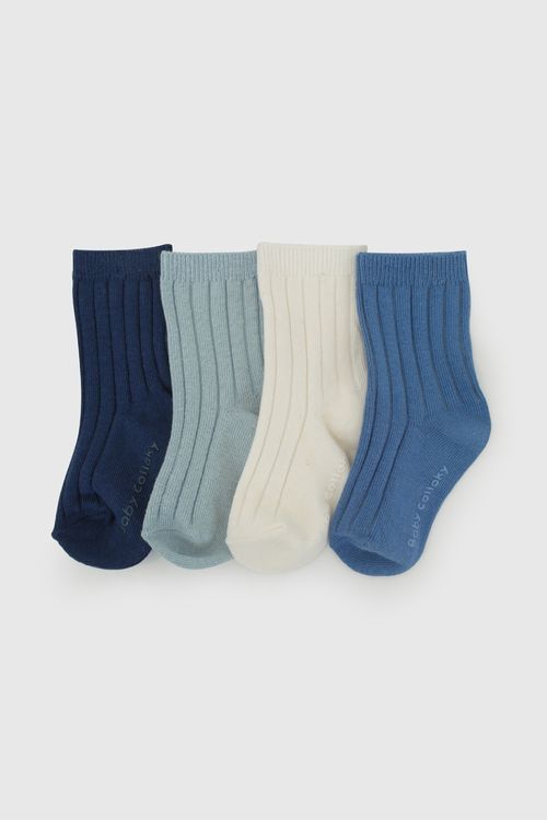 Pack x 4 Medias Largo Niño Azul con Alto % de Algodón