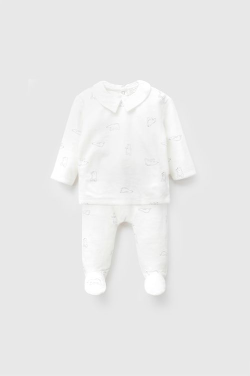 Conjunto Cuello de Bebé Crema con Cintura Elasticada
