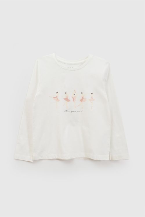 Polo de Niña Blanca con Estampado Divertido