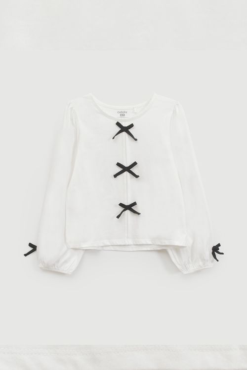 Polo Cintas Niña Blanca con 100% Algodón