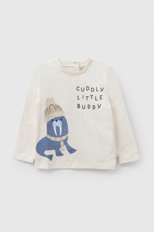 Polo Little Buddy Niño Beige con Estampado Divertido
