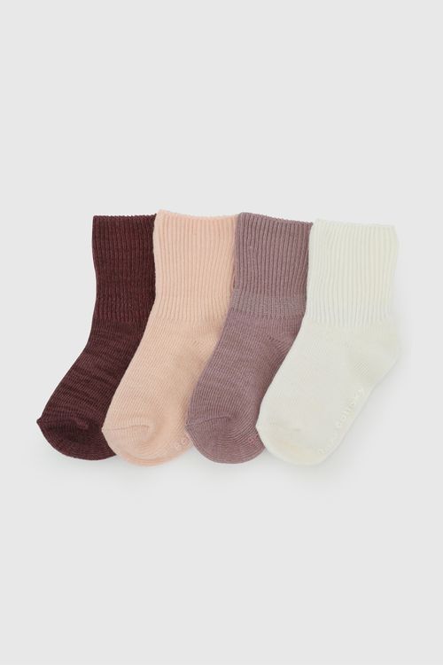 Pack x 4 Calcetines Niña Morado con Punto Suave y Resistente