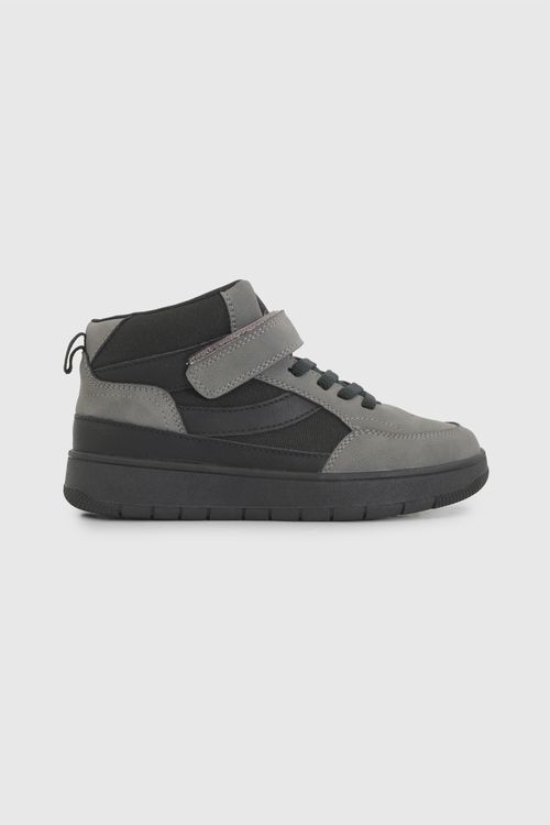 Botín de Niño Gris con Velcro y Cordón Elástico