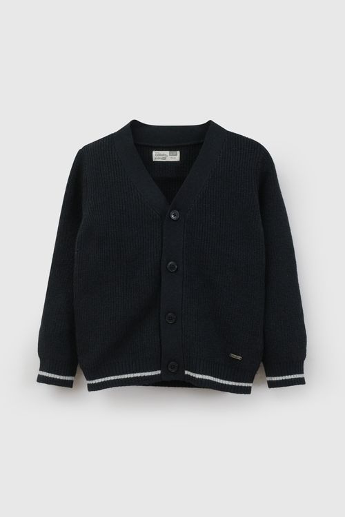 Chompa de Niño Azul Marino con Tejido de Frisa