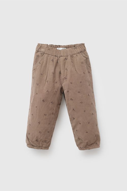 Pantalón de Niña Café con Cintura Elasticada