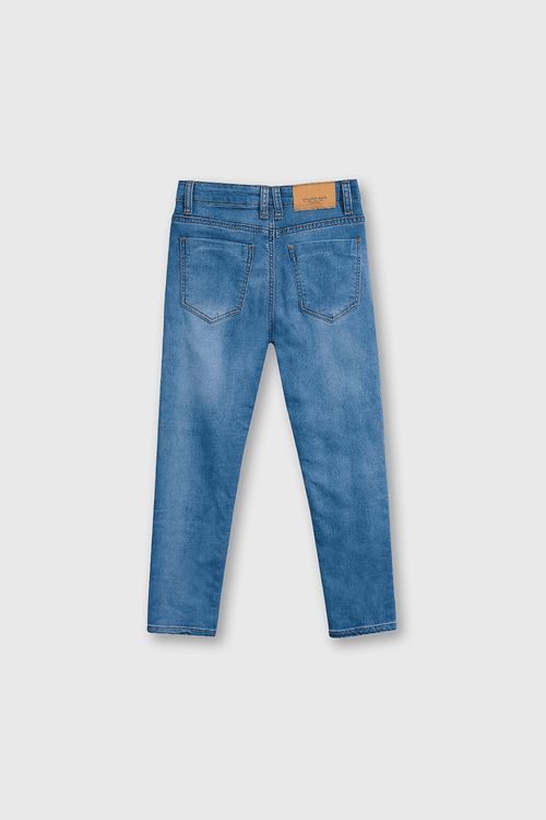 Jeans de Algodón Elasticado Azul con Cierre para Niño