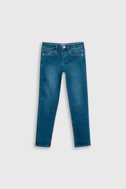 Jeans Denim Skinny Azul Elasticado con Cierre para Niña