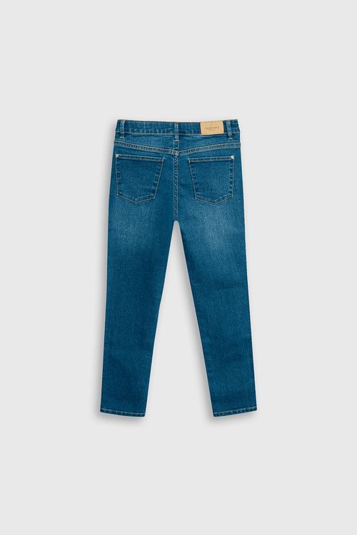 Jeans Denim Skinny Azul Elasticado con Cierre para Niña