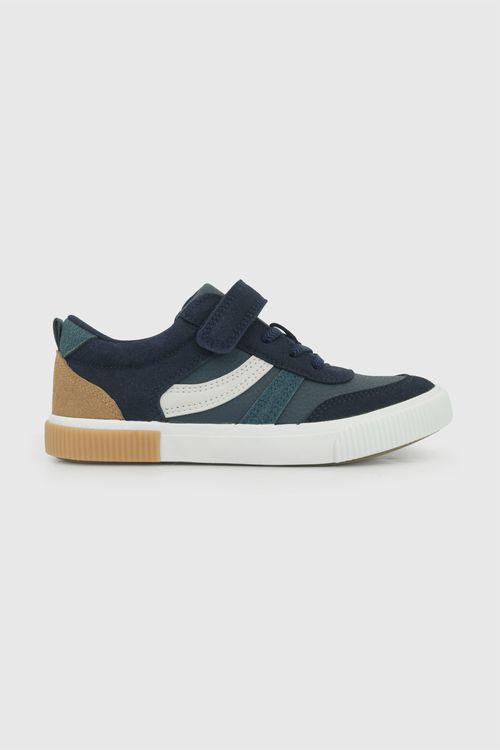 Zapatilla urbana niño azul 28-38 velcro y cordón elástico