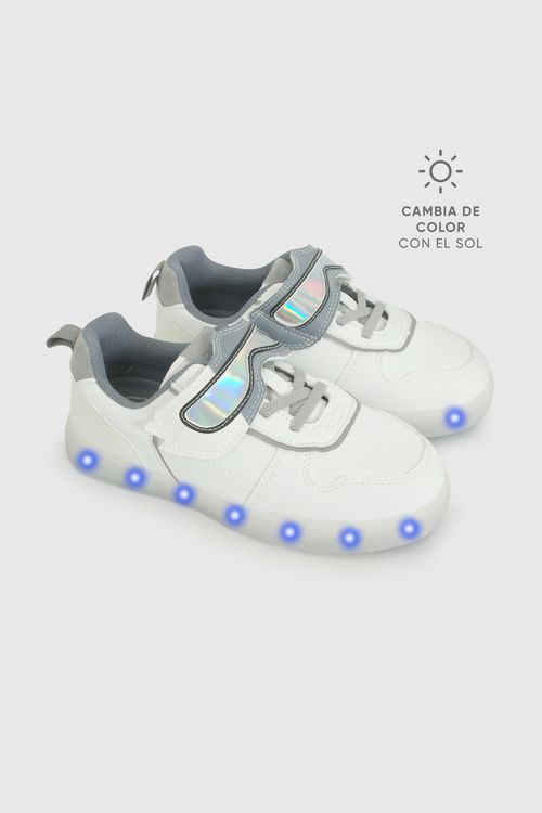Zapatilla con luces y cordón niño blanco 28-38