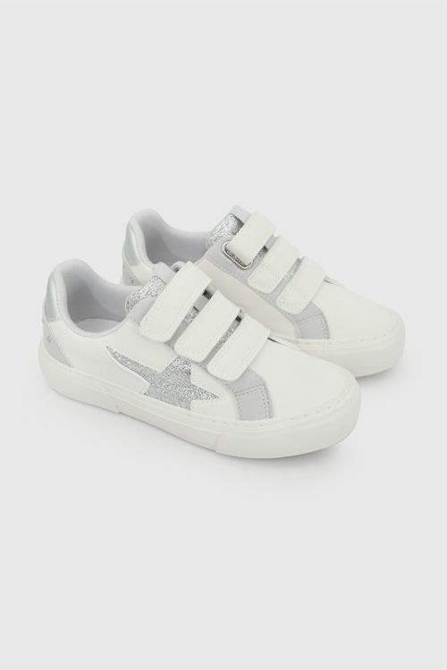 Zapatilla lifestyle urbana niña blanco 28-38 cierre de velcro