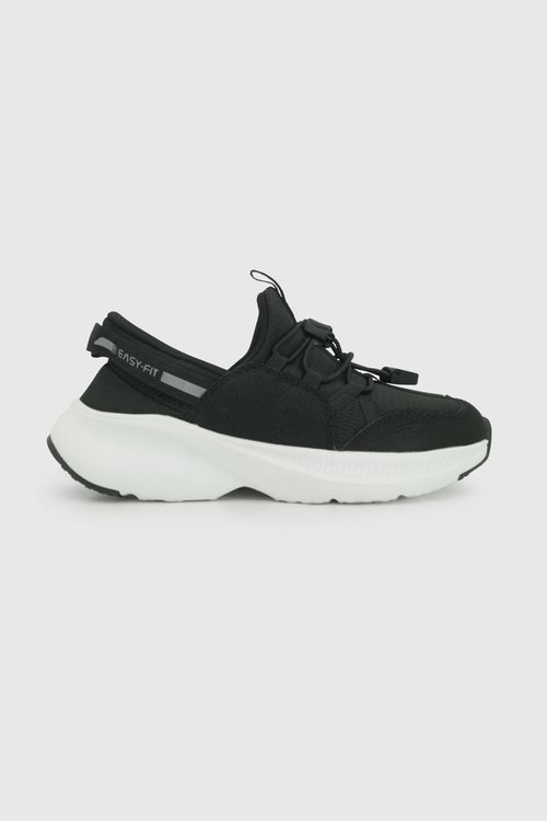 Zapatilla Diportiva unisex cordon elastico negra 28-38
