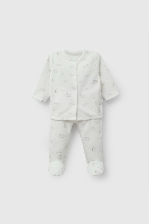 Conjunto farm plush niño crema RN a 6-9M