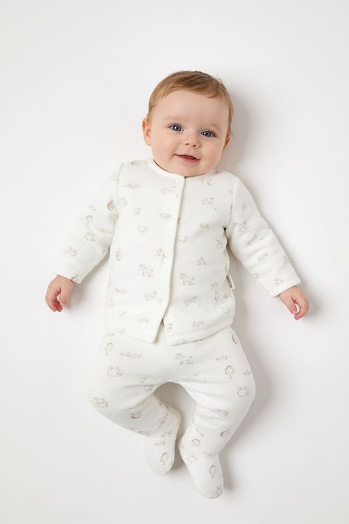 Conjunto farm plush niño crema RN a 6-9M