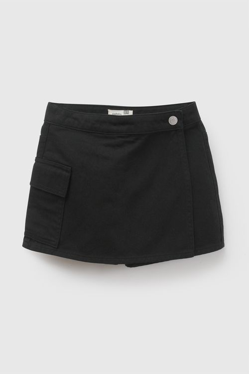 Falda short gabardina niña negro 3-4A a 12-13A
