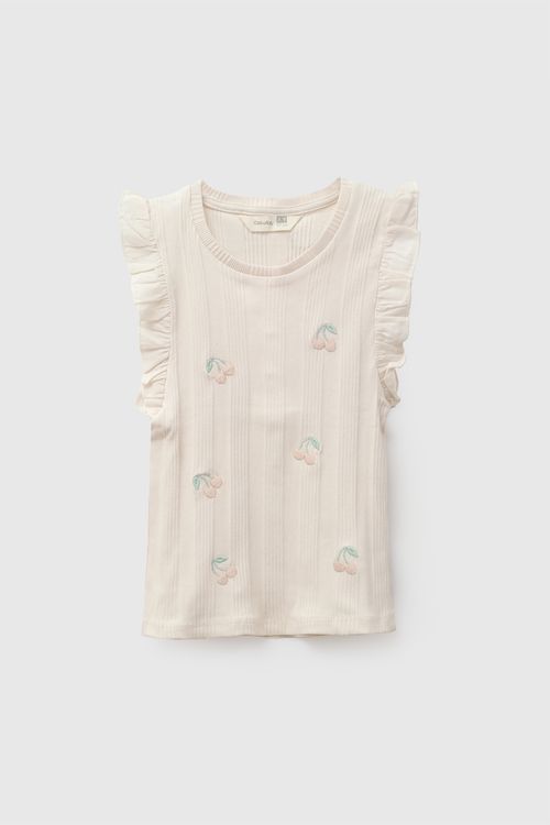 Polo sin mangas niña crema 3-4A a 12-13A