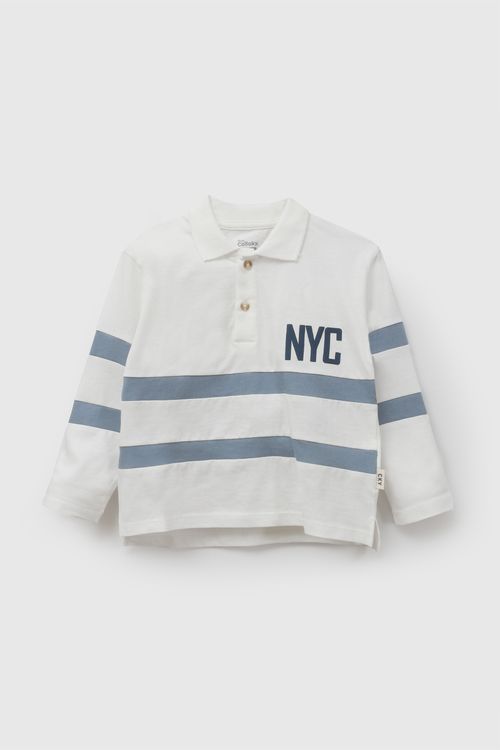 Polo polo rayas niño blanco 6-9M a 4-5A