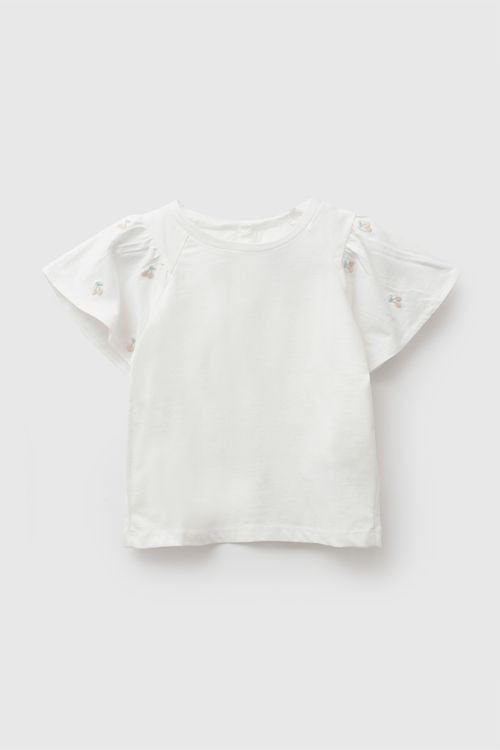 Polo manga vuelos niña blanco 6-9M a 4-5A