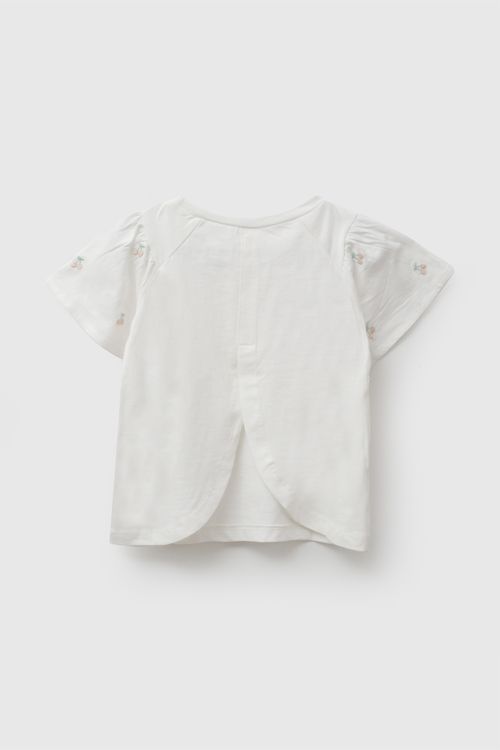 Polo manga vuelos niña blanco 6-9M a 4-5A