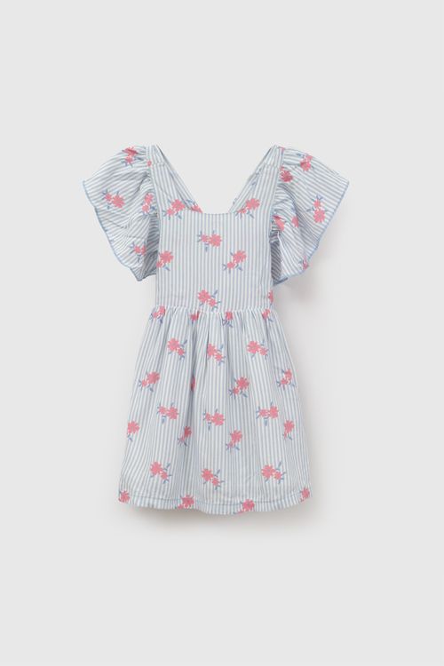 Vestido viscosa niña celeste 6-9M a 4-5A
