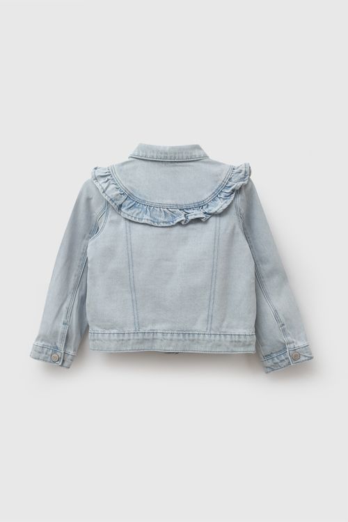 Chaqueta jeans vuelos niña celeste 6-9M a 4-5A