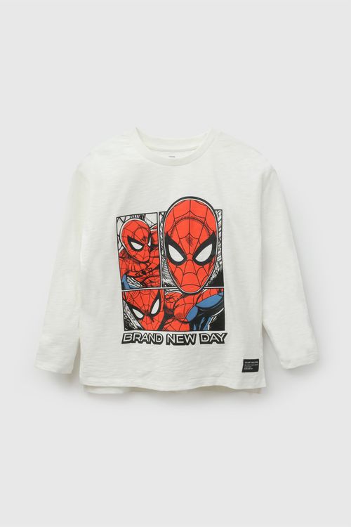 Polo jersey Marvel Spiderman niño blanco 3-4A a 12-13A