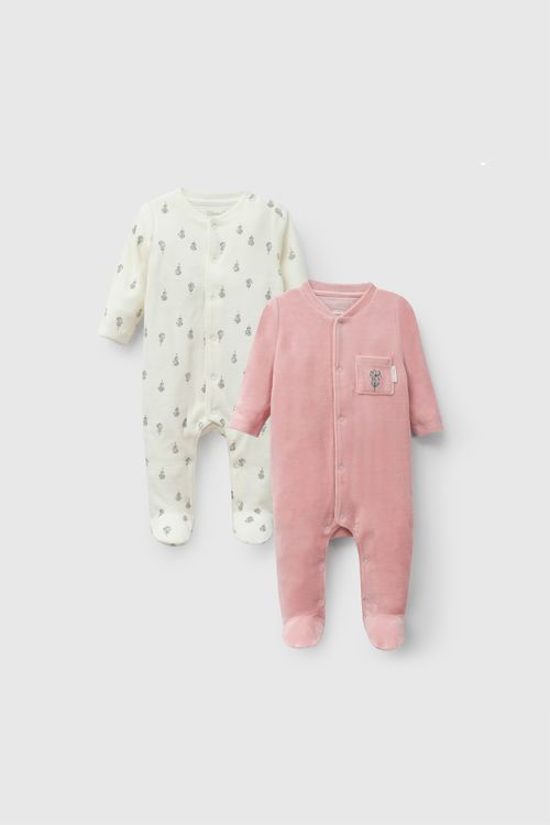 Enterizo plush niña rosa viejo RN a 6-9M
