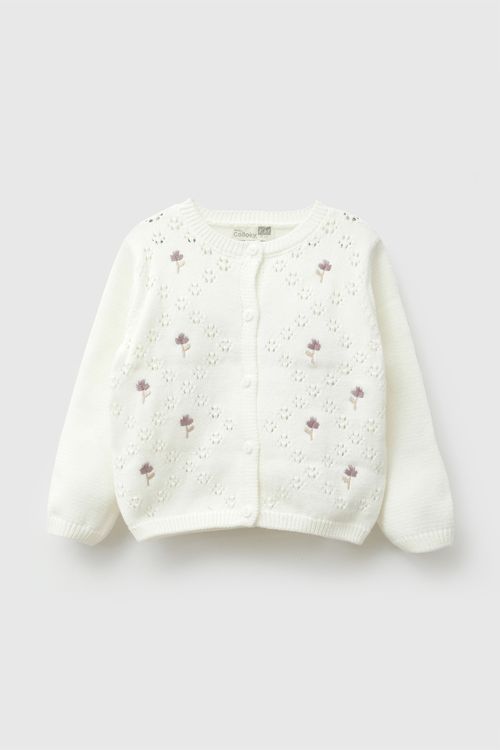 Chompa tejido niña crema 6-9M a 4-5A