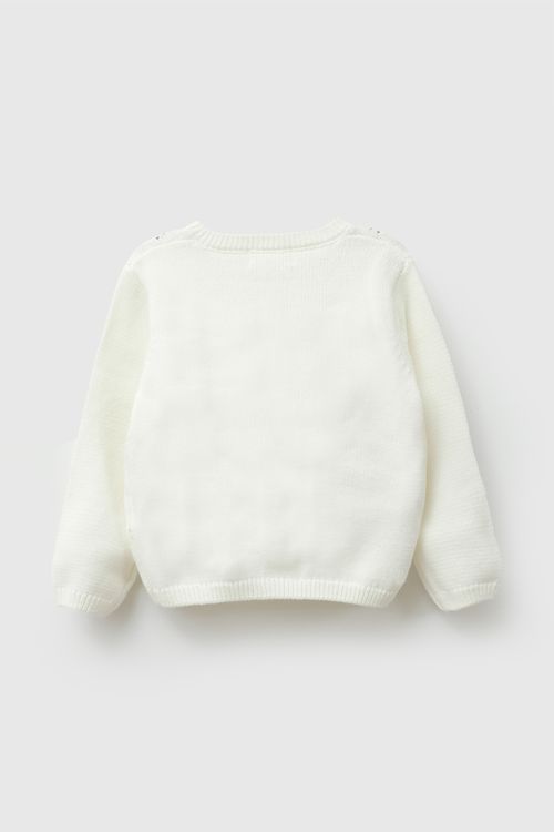 Chompa tejido niña crema 6-9M a 4-5A