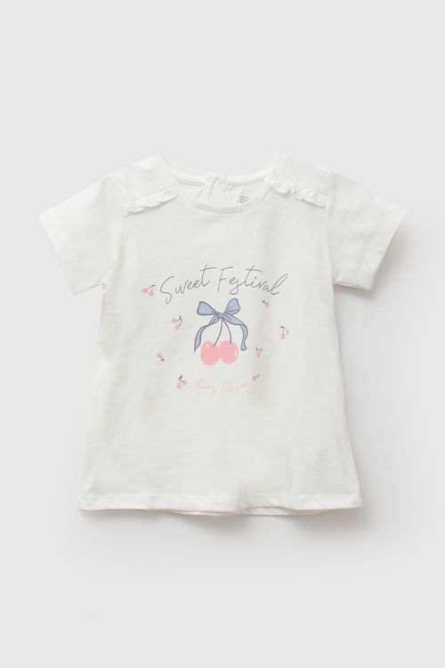 Polo cherry niña blanco 6-9M a 4-5A