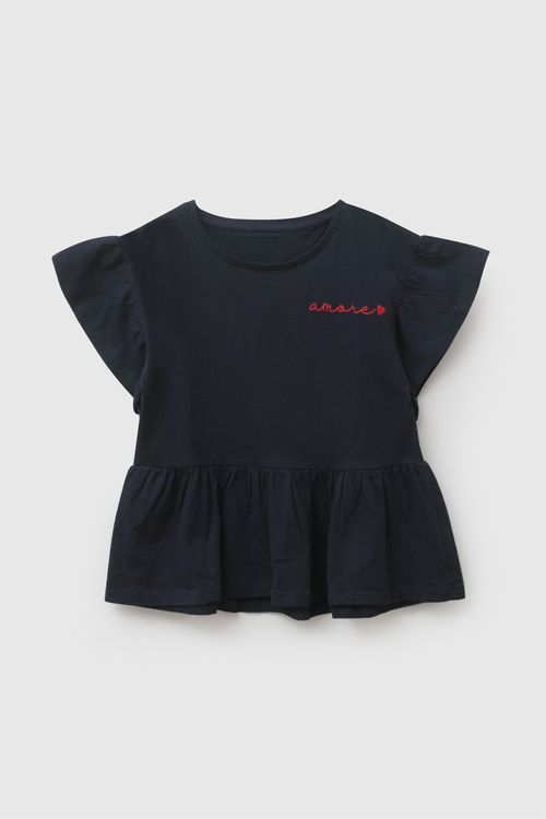 Polo manga vuelos niña azul 3-4A a 12-13A