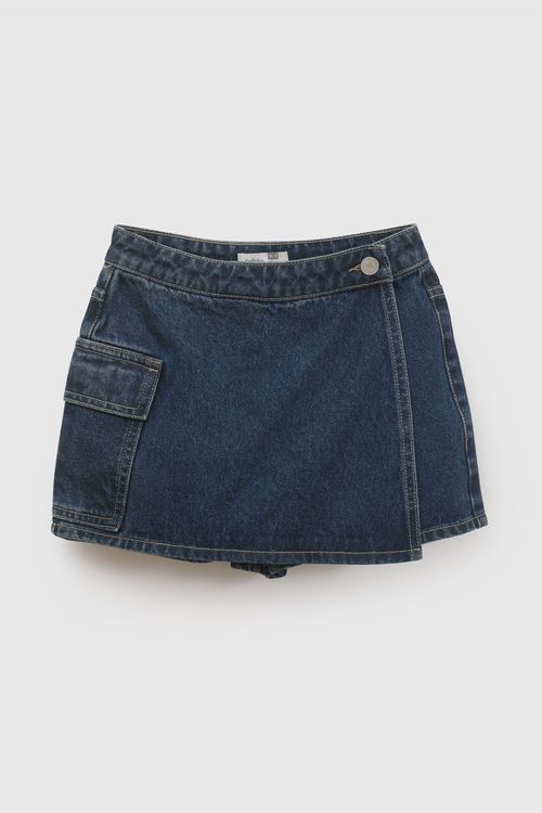 Falda short mezclilla niña azul 3-4A a 12-13A