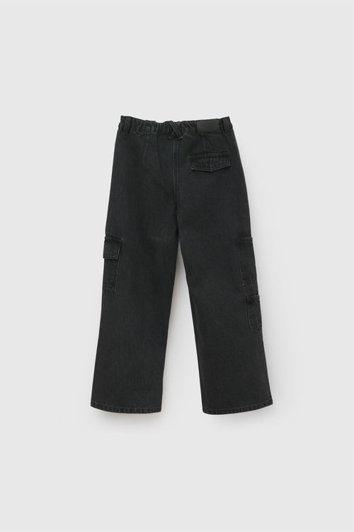 Jeans cargo niña negro 3-4A a 12-13A