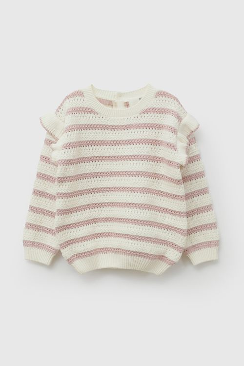 Sweater rayas niña rosa viejo 6-9M a 4-5A