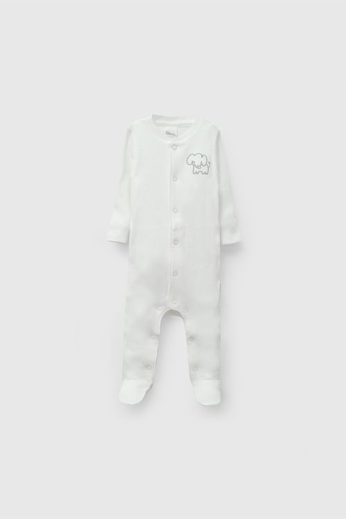 Enterizo rib unisex blanco RN a 6-9M