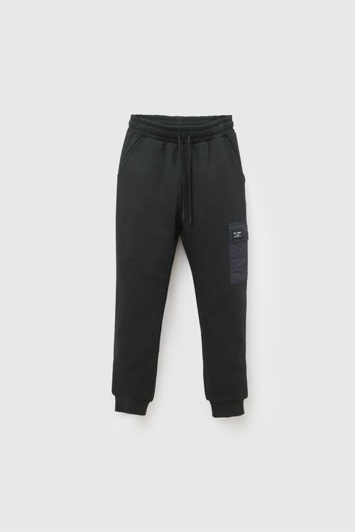 Pantalon buzo bolsillo niño negro 3-4A a 12-13A
