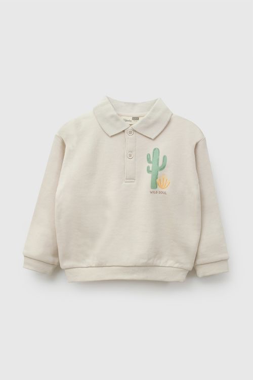 Polera polo cactus niño beige 6-9M a 4-5A
