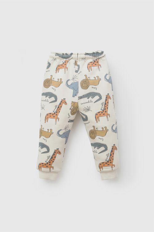 Pantalon buzo animales niño beige 6-9M a 4-5A