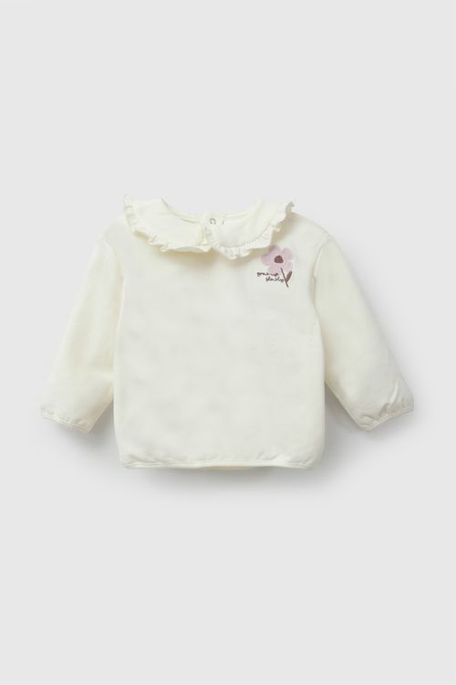 Conjunto flor bordada polycotton niña purpura RN a 6-9M