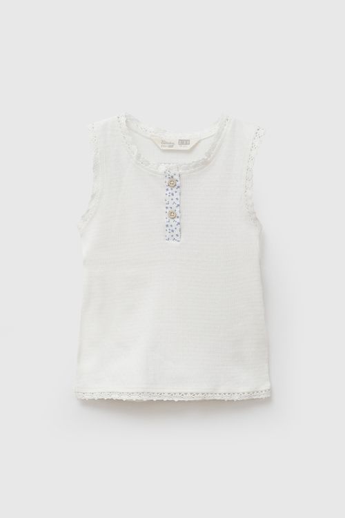 Polo sin mangas niña crema 6-9M a 4-5A