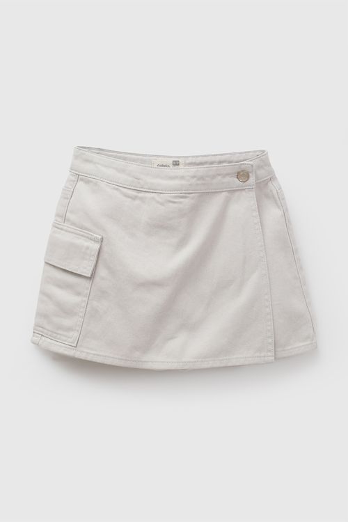 Falda short gabardina niña beige 3-4A a 12-13A